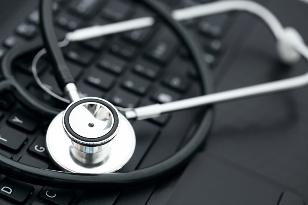 Stethoscope on keyboard